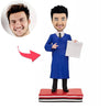 Afstuderen Bobblehead met blauwe academische jurk