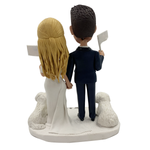 Aangepaste bruiloft Bobblehead met twee witte honden