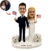 Aangepaste bruiloft Bobblehead met twee witte honden
