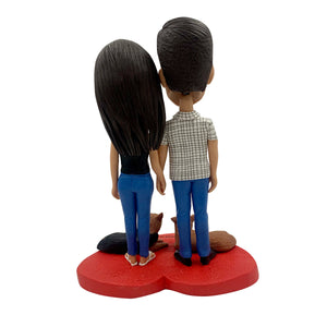 Aangepaste paar Bobblehead met hond