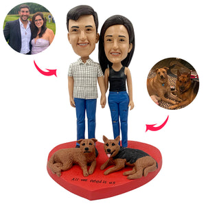 Aangepaste paar Bobblehead met hond