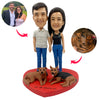 Aangepaste paar Bobblehead met hond