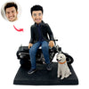 Motorjongen Bobbleheads met puppy