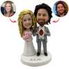 Aangepaste Bobblehead bruidsparen taart topper