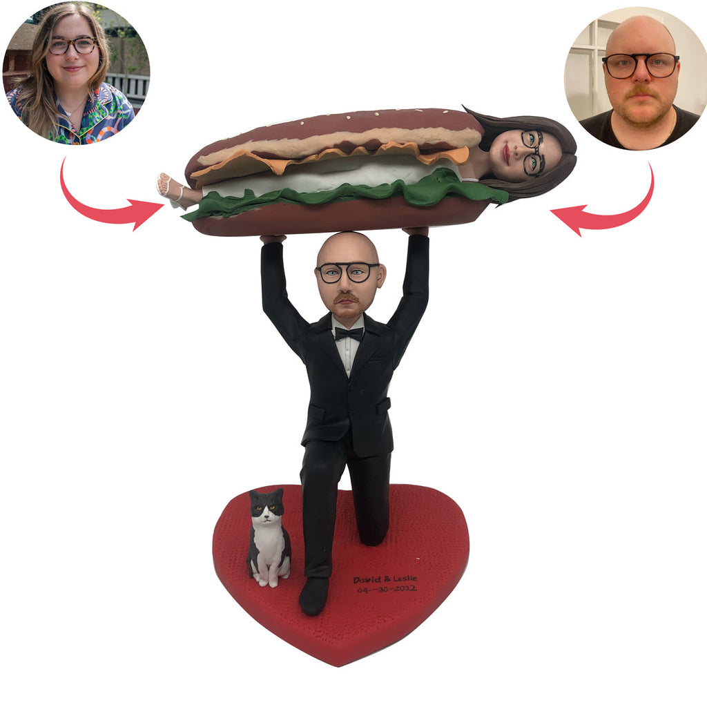 Burger grappige stijl bruiloft Bobblehead pop