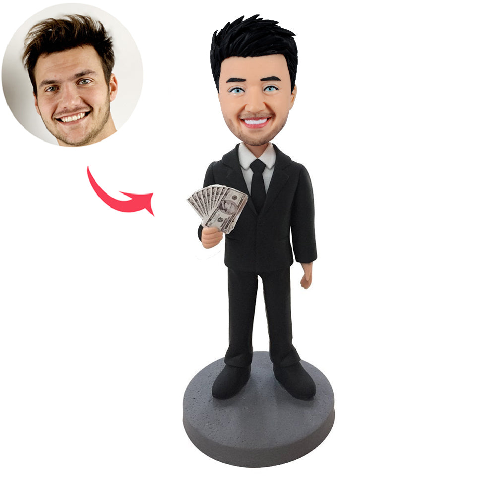 Baas Bobblehead op maat met geld