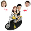 Aangepaste paar Bobblehead met motorfiets