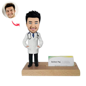 Visitekaartjeshouder met op maat gemaakte Bobbleheads