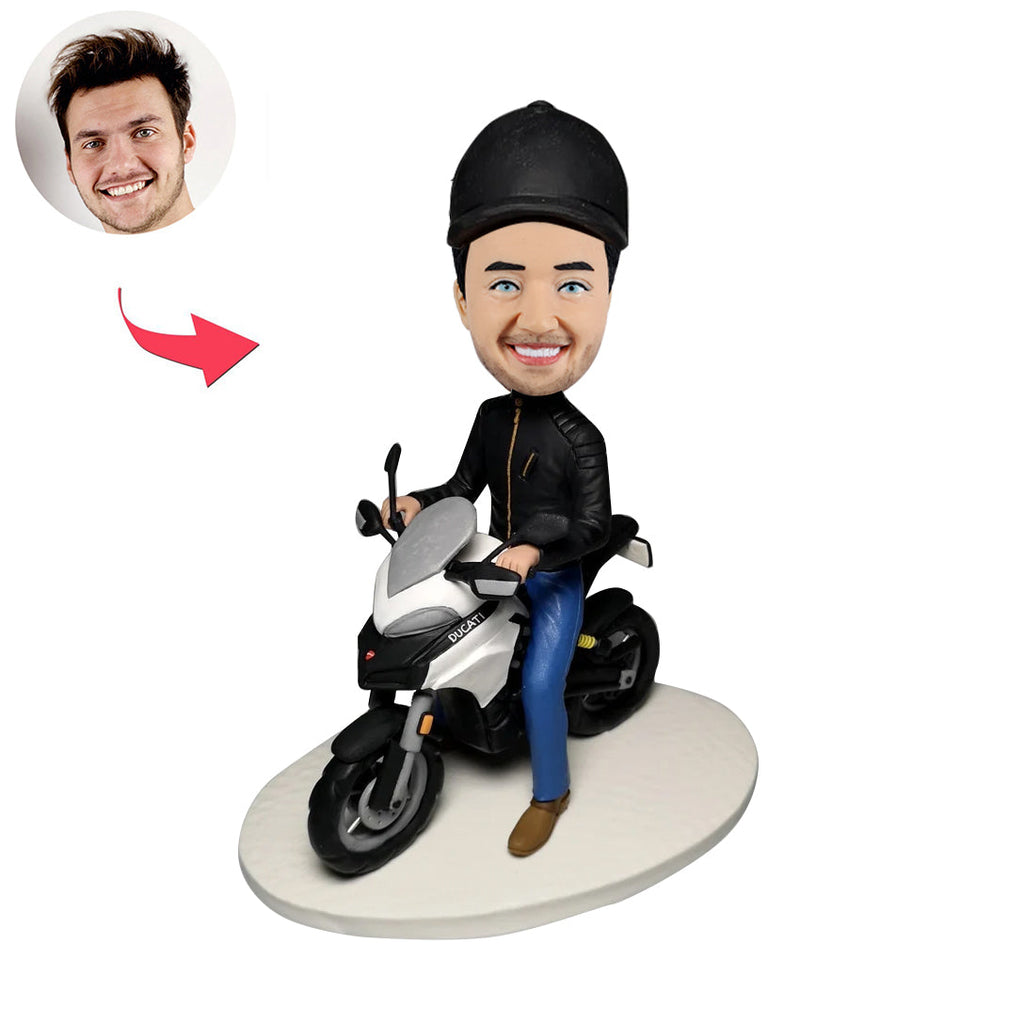 Vaderdag gepersonaliseerd Bobblehead-cadeau met motorfiets