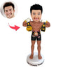 Gepersonaliseerde boksbobblehead met gouden riem
