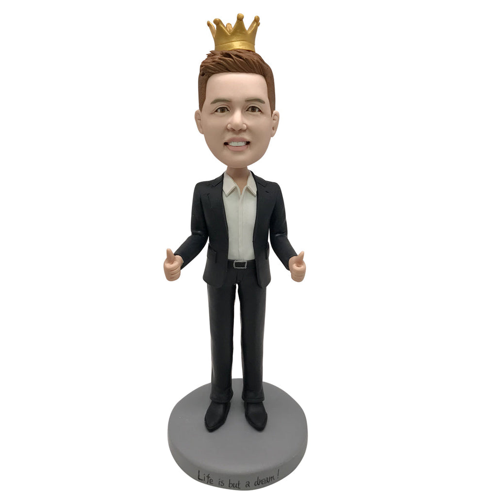 Zakenman Bobblehead met kroon