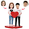 Aangepaste Bobblehead-paar met liefdevol hart