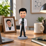 Custom Bobblehead Scientist Holding A Microscope
