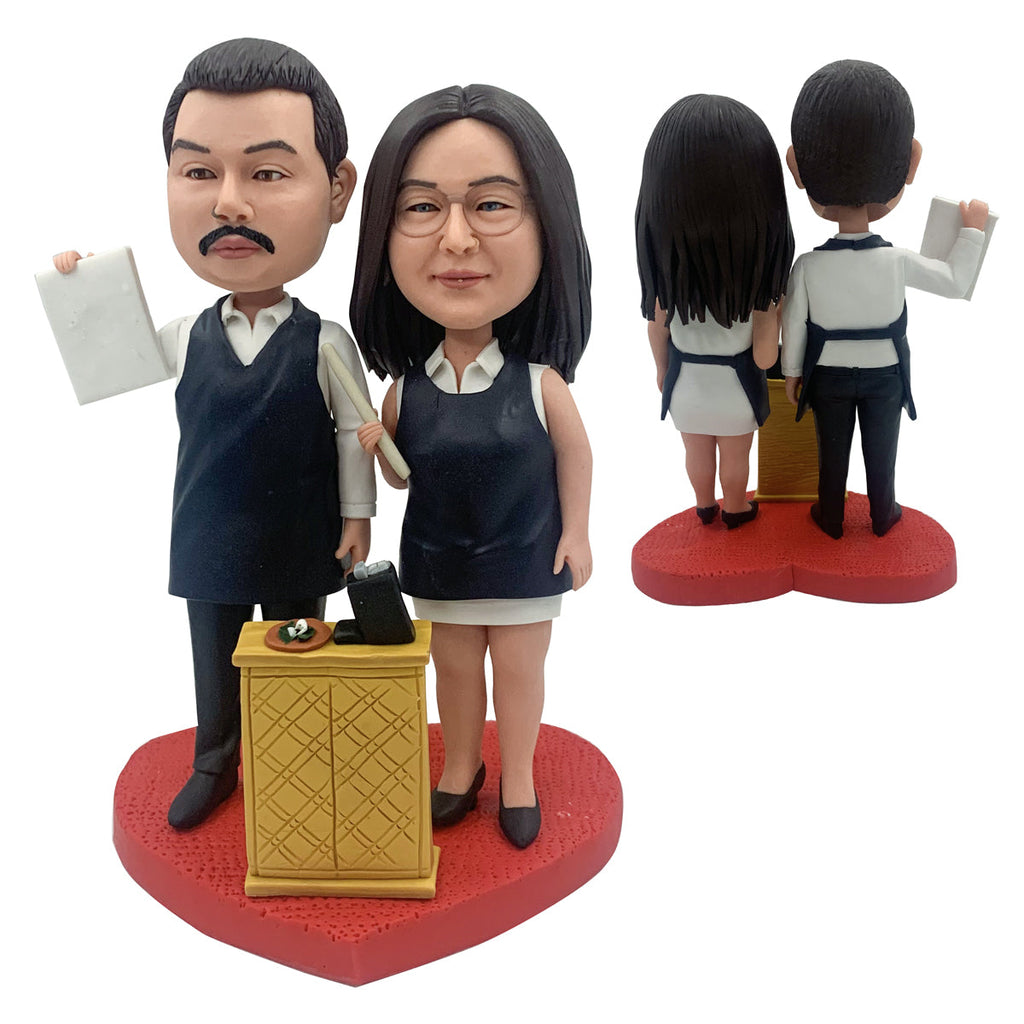 Aangepaste paren Bobblehead met hart