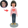 Aangepaste moeder Bobblehead in roze trui