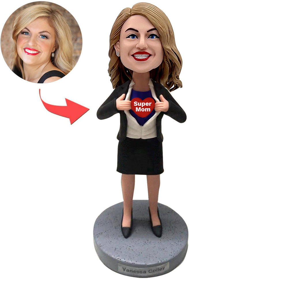 Aangepaste Super moeder Bobblehead in pak