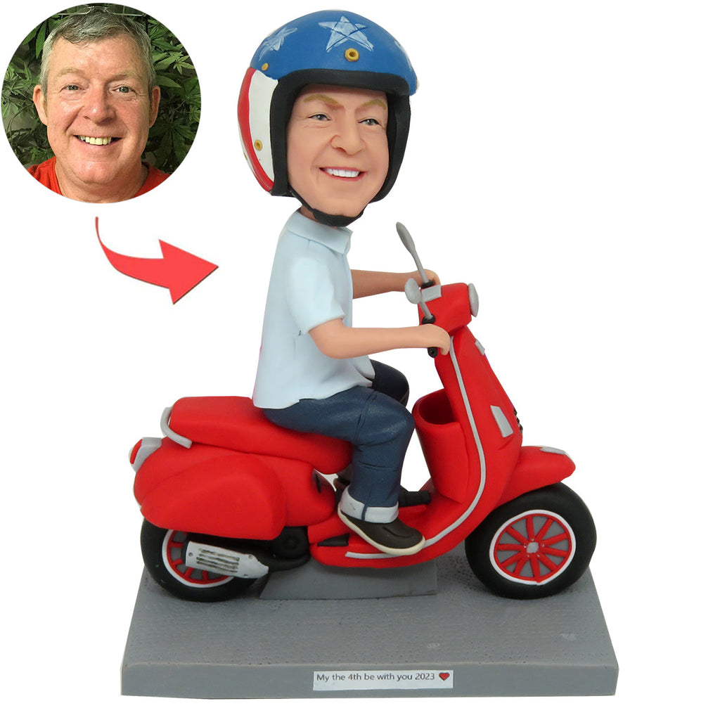 Aangepaste Bobblehead voor Vaderdagcadeau in motorfiets