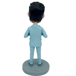 Aangepaste Super Dad Bobblehead in blauw pak