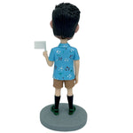 Aangepaste Super Dad Bobblehead in vakantie bloemenshirt