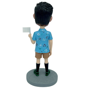 Aangepaste Super Dad Bobblehead in vakantie bloemenshirt
