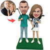 Aangepaste paar Bobblehead golfen