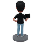 Aangepaste Bobblehead mannelijke software-ingenieur met computer