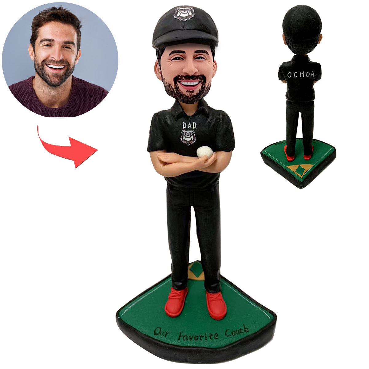 Aangepaste papa Bobblehead speel honkbal