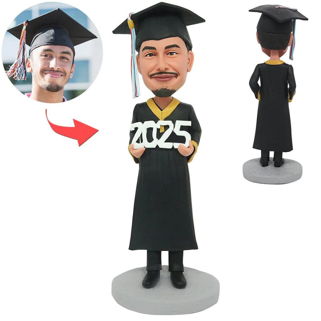 Aangepaste 2025 mannelijke afstuderen Bobblehead pop