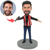 Aangepaste zanger Bobblehead met nationale vlag