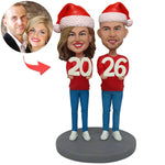 Gelukkig Nieuwjaar kerstcadeau aangepaste paar Bobblehead