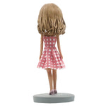 Aangepaste meisje Bobbleheads met roze geruite jurk