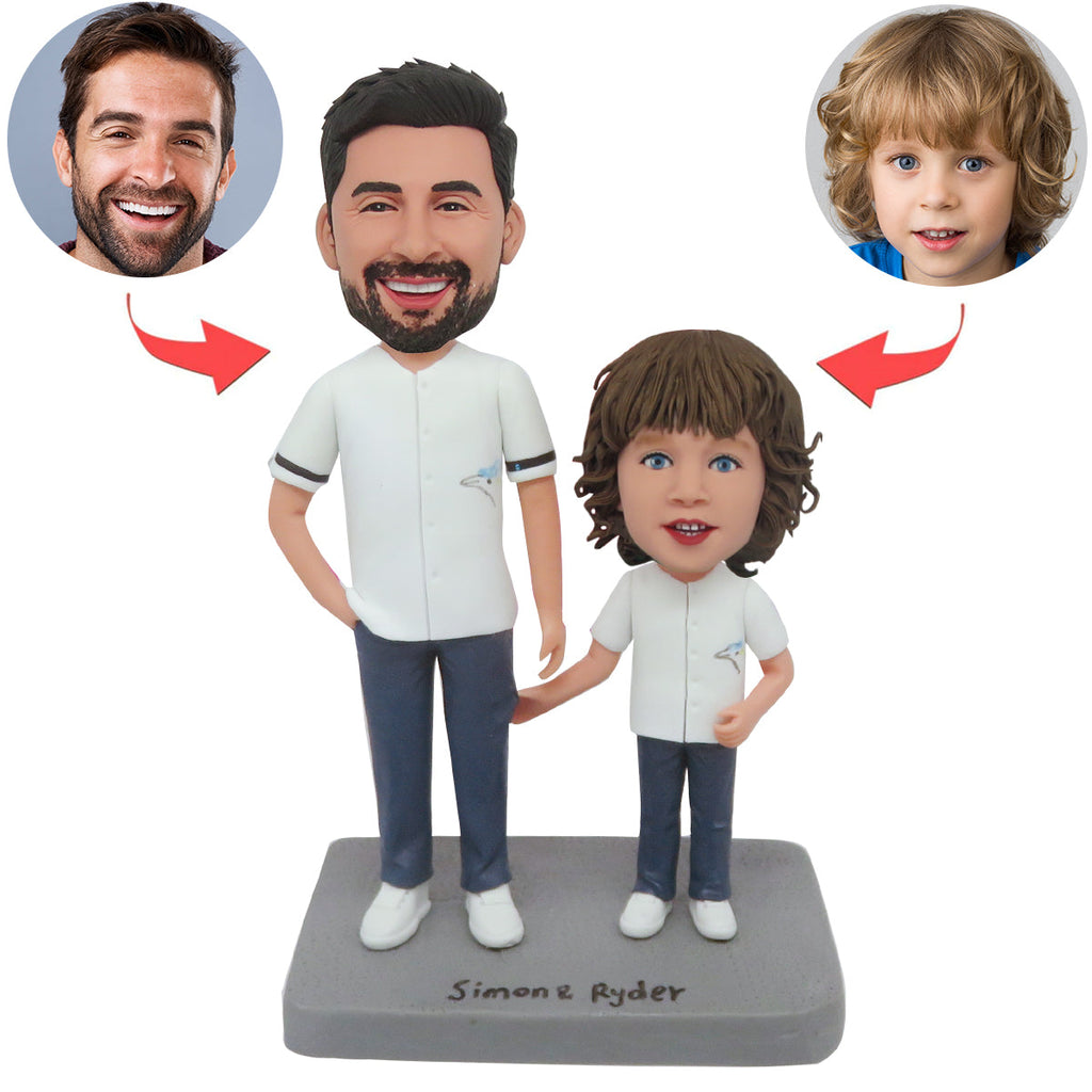 Aangepaste Bobblehead met vader en kind