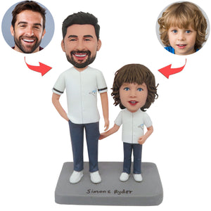 Aangepaste Bobblehead met vader en kind