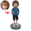 Aangepaste jongen Bobble Head pop met denim shirt