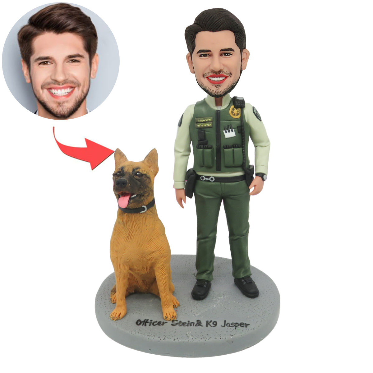 Aangepaste politieagent Bobblehead met hond