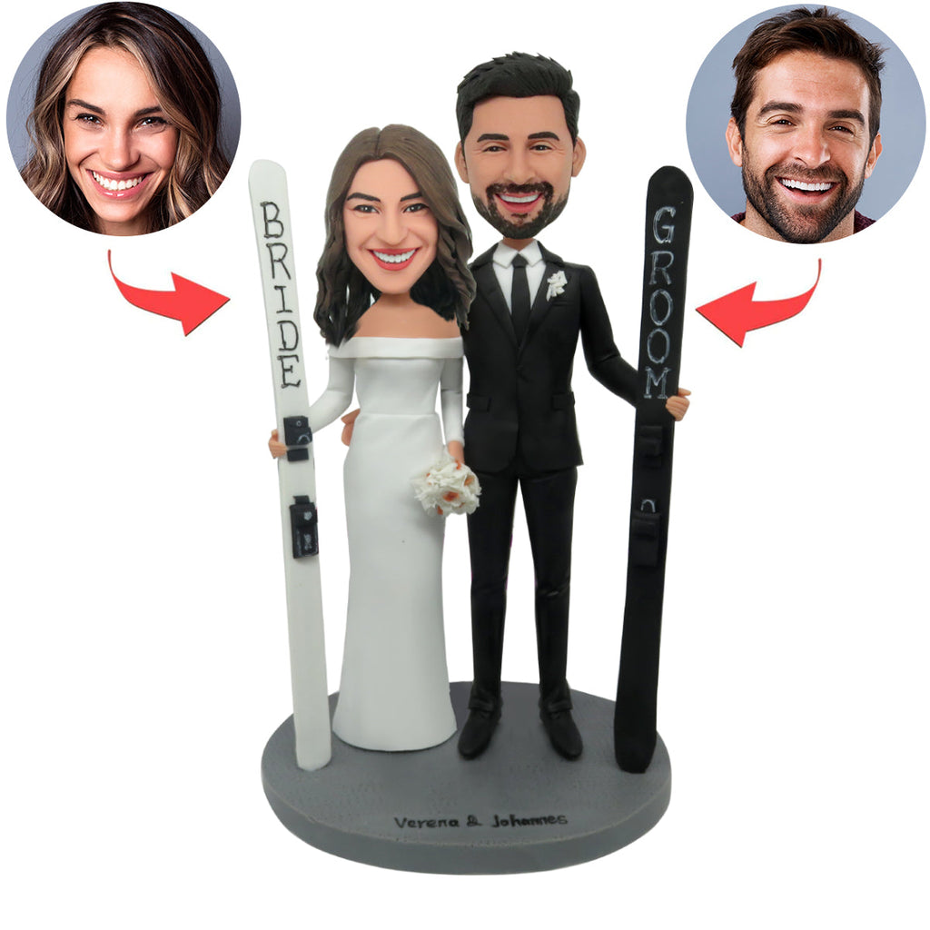Bruiloft paar aangepaste Bobblehead met skateboard