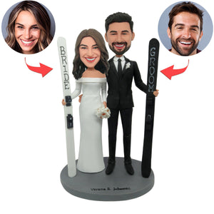Bruiloft paar aangepaste Bobblehead met skateboard
