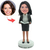 Aangepaste vrouwelijke leraar Bobbleheads met zwarte zakelijke kleding