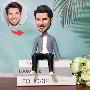 Casual man aangepaste Bobbleheads cadeau voor vrienden (exclusief basis)