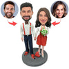 Aangepaste paar Bobblehead met bloemen