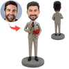 Valentijnsdag cadeau-ideeën - Aangepaste mannelijke Bobblehead met bloem