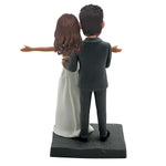 Aangepaste bruiloft Bobblehead paar knuffelen taille