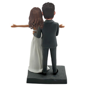 Aangepaste bruiloft Bobblehead paar knuffelen taille