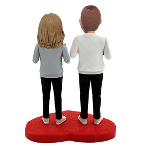 Aangepaste koppel Bobblehead met "LOVE"