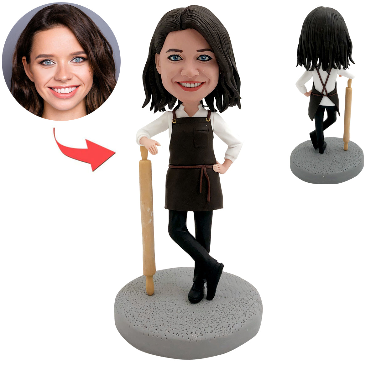 Aangepaste Bobblehead chef-kok moeder met deegroller