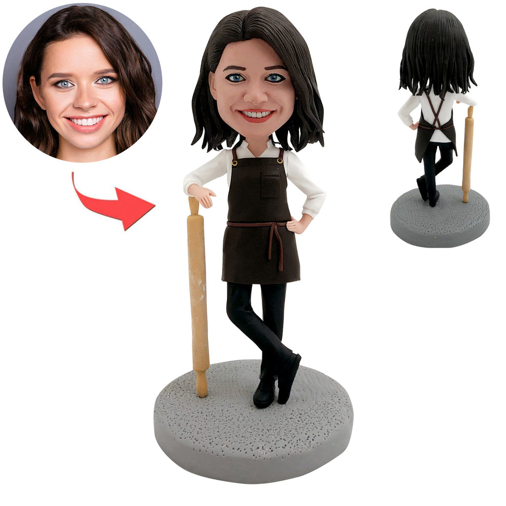 Aangepaste Bobblehead chef-kok moeder met deegroller