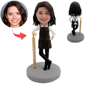 Aangepaste Bobblehead chef-kok moeder met deegroller