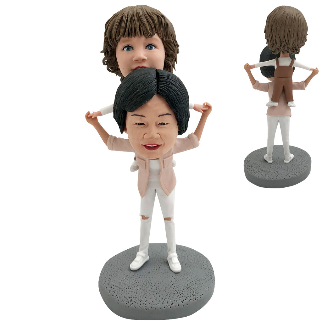 Aangepaste Bobblehead-pop voor moeder en zoon