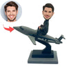 Aangepaste man Bobblehead met vliegtuigmodel