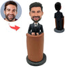 Aangepaste Bobblehead-pop die toespraak geeft